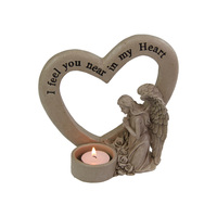 1pce 18cm Memorial Angel With Heart Tealight Holder Resin Prayer Decor
