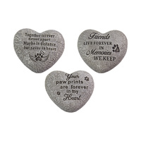 1pce 11cm Cement Heart Pet Memorial Stone 3 Asstd Inspirational Sayings