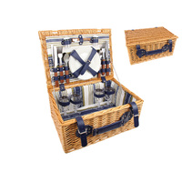 1pce 42cm Picnic Basket for 4 Includes Crockery Woven Cane Lunch Dates