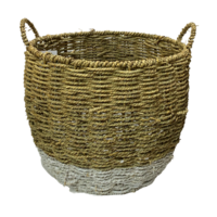 30cm White Cane Basket w/Handle Natural Colour Plants or Clothes