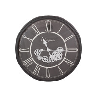 Black Clock With Moving Cogs Wall Art Home Steampunk 1pce 73cm 