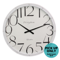 73cm White Washed Décor Clock Large Funky Wall Art PICK UP ONLY