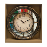 55cm Antique Style Clock With Mirror Detailing, Vintage Bronze Design, Wall Art Home