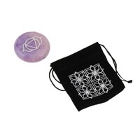 1pce Purple Third Eye Chakra Symbol Pebble Stone with Velvet Gift Bag