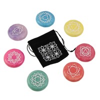 Set of 7 Chakra Symbol Colour Pebble Stones In Velvet Gift Bags