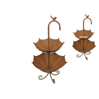 63cm Antique Bird Feeder/Bath Metal Umbrella Design Outdoor Garden