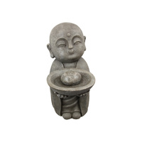 54cm Jizo Buddha Standing Water Fountain Statue with Light, Indoor or Outdoor