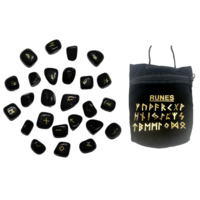Black Obsidian Rune Stone in Black Velvet Pouch with Instructions Crystal Meditation