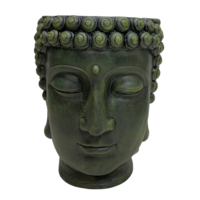 42cm Buddha Head Garden Pot Planter, Resin Outdoor Statue
