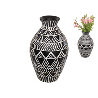 1pce 21cm Black & White Tribal Vase Flower Resin Syncopated African Designed