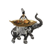 1pce 37cm African Lady On Elephant With Gold Leaf Tray/Bowl, Traditional Style