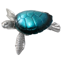 1pce 29cm Metallic Blue Turtle Resin with Silver Body Cute Decor Sea Life