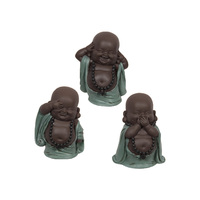 11cm See, Speak, Hear No Evil Cute Fat Buddha Monks Turquoise Resin Home