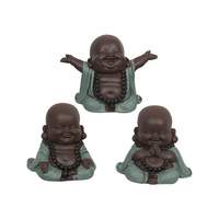 8cm Happy Turquoise Cute Fat Buddhas Resin Home Décor Praying, Playful Designs