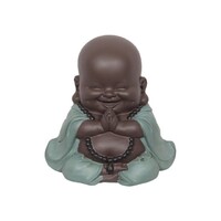 1pce 20cm Happy Praying Turquoise Buddha Cute Fat Monk Style Resin Home Decor