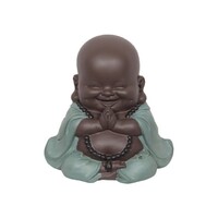 1pce 20cm Happy Praying Turquoise Buddha Cute Fat Monk Style Resin Home Décor