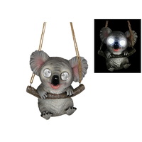 40cm Hanging Koala With Solar Eyes Cute Holding Onto Log Resin Décor