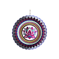 1pce 25cm Lotus Flower Mandala Spinner Metal 3D Hanging Art Colourful Design