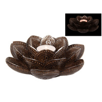16cm Lotus Flower Decor Candle & Incense Holder Resin Meditation Ornament