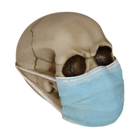 1pce Blue Mask 15cm Skull with Surgical Face Mask Designs Resin Mancave Decor