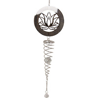 1pce 70cm Silver Lotus Vortex Spinner Chime Illusion Metal and Jewel Hanging Décor