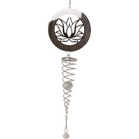 Vortex Spinner Chime 70cm Silver Lotus Illusion Metal and Jewel Hanging Decor