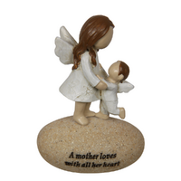 10cm Mother & Daughter On Rock Heart Inspirational Quote Decor Ornament