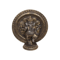 1pce 19cm Ganesh Buddha Gold & Bronze with Lotus Ring Resin Statue