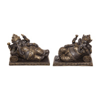 Ganesh Buddhas 2 Piece Set on Cushion Polyresin Gold 15cm