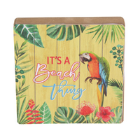Tropical Parrot Bird Plaque Hanging or Standing Sign 12x12cm Wooden 1pce
