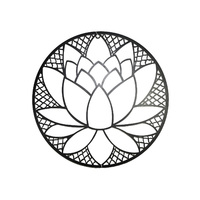 75cm Lotus Black Round Metal Wall Art Meditation Ornament Easy Hang