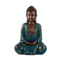 30cm Hands Together Blue & Gold Rulai Buddha Resin Home or Garden Decor