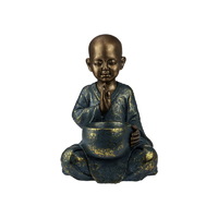 30cm Blue/Gold Buddha Monk With Bowl Resin Cute Outdoor Display