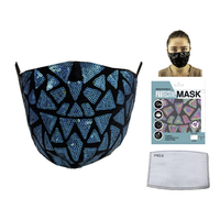 Blue Sequin Breathable Protective Face Mask Includes PM 2.5 Carbon Filter