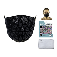 Black Sequin Breathable Protective Face Mask Includes PM 2.5 Carbon Filter