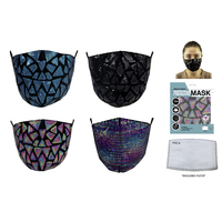 Face Mask Colourful Sequin Breathable Protective Includes PM 2.5 Carbon Filter