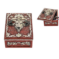 1pce 13cm Baphomet Symbolic Box Devil Red Themed Resin Trinket, Jewellery Holder 