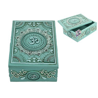 1pce 13cm Turquoise Ohm Relaxation Trinket, Jewellery Box Holder Resin