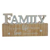 1pce 20cm Family Plaque Cute Saying Great Gift Natural Colours