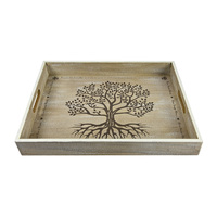 1pce 40cm Tree Of Life Serving Tray Natural Colours Wooden Cute Sayings