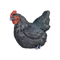 36cm Black Sitting Hen Chicken Garden Ornament Resin Outdoor Very Detailed