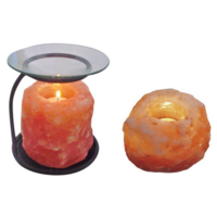 2pce Set of Himalayan Salt Candle Holder & Oil Burner In Gift Boxes
