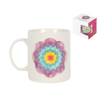 Ceramic Mug Rainbow Mandala Design In Gift Box 10cm Height