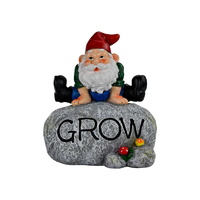 20cm Gnome on Rock Cute Garden Display "Grow" Wording