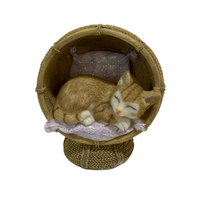 1pce Ginger 9cm Cute Sleeping Cat In Basket Chair Figurine/Ornament