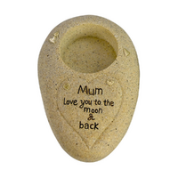 12cm Cream Tealight Holder Rock Love You To Moon And Back Inspirational Quote