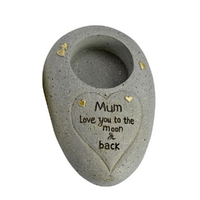 12cm Silver Tealight Holder Rock Love You To Moon And Back Inspirational Quote