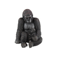 Gorilla Sitting with Baby Textured 40cm Height Black Polyresin 1pce