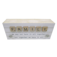 1pce 20cm Family Together Inspirational Quote Block Natural With Hearts Boho