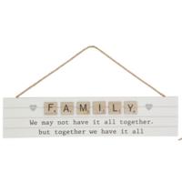 1pce 35cm White Hanging Family Inspirational Plaque Together Natural Boho